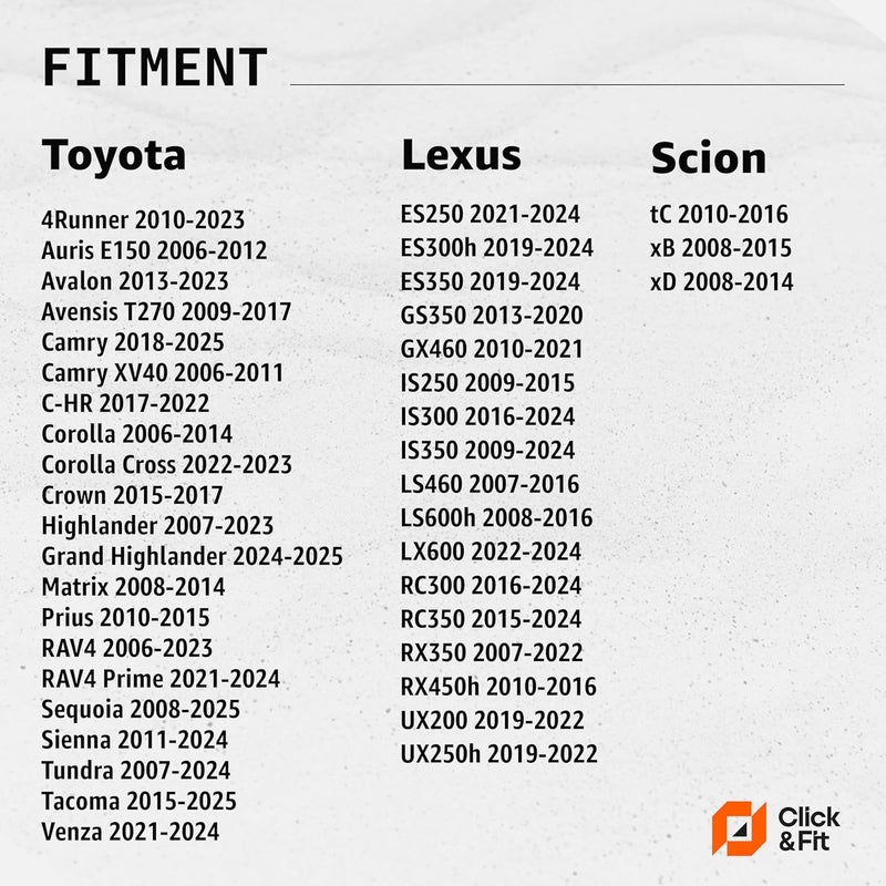 Click&Fit Adjustable Windshield Washer Nozzles compatible with Toyota RAV4 Camry Corolla Tacoma Highlander Tundra 4Runner Sienna Prius Sequoia, Lexus Scion – Wiper water spray jets replacement, 2-pcs - Image 4